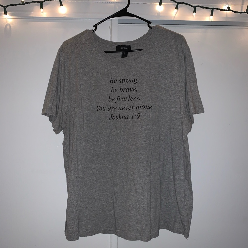 Grey Forever 21 Plus Scripture Tee